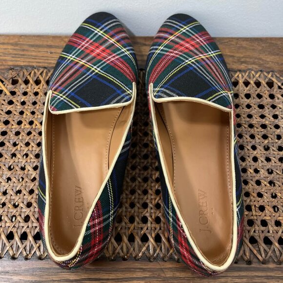 Size 9 J.Crew Factory Stewart Tartan Plaid Smoking Loafers - Picture 4 of 7